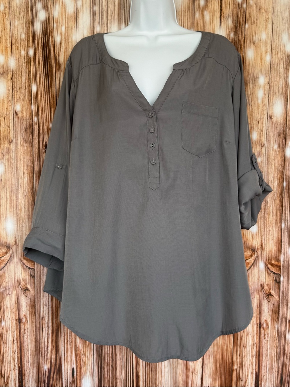 Torrid Gray Long Sleeve 1 Pocket Top